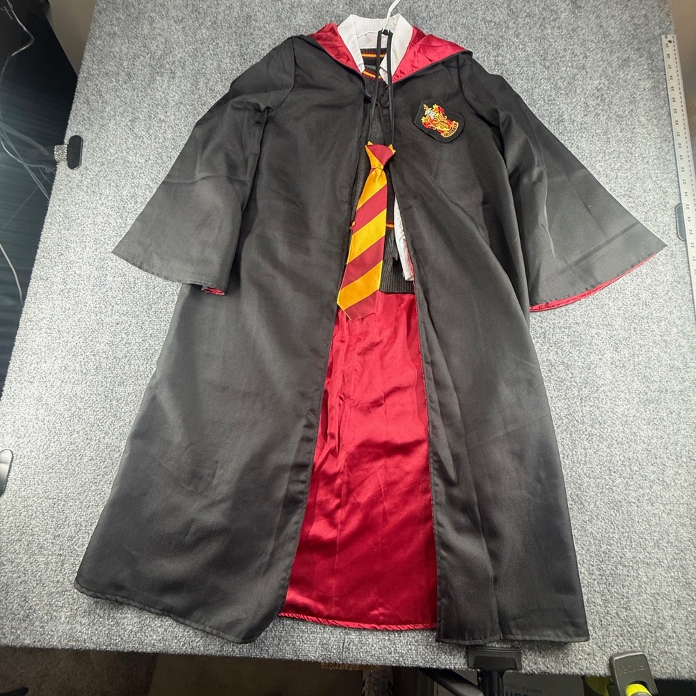 Gryffindor Wizard Costume Set Robe Sweater Shirt Skirt Tie Large Black Grey